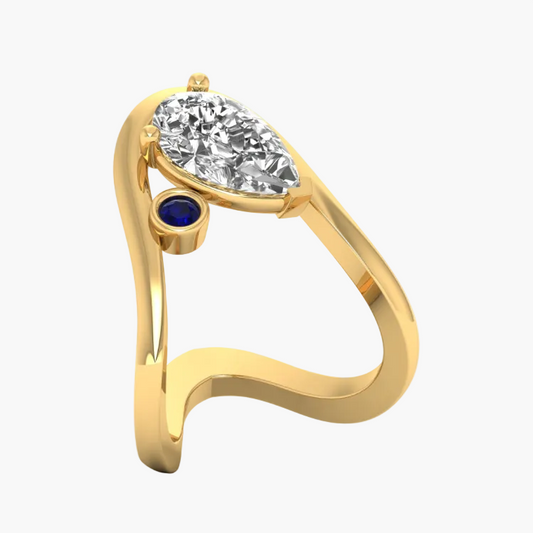 Sapphire Wave Bypass Diamond Ring