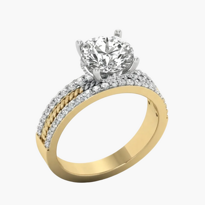 Multi-Row Pave and Twisted Diamond Engagement Ring