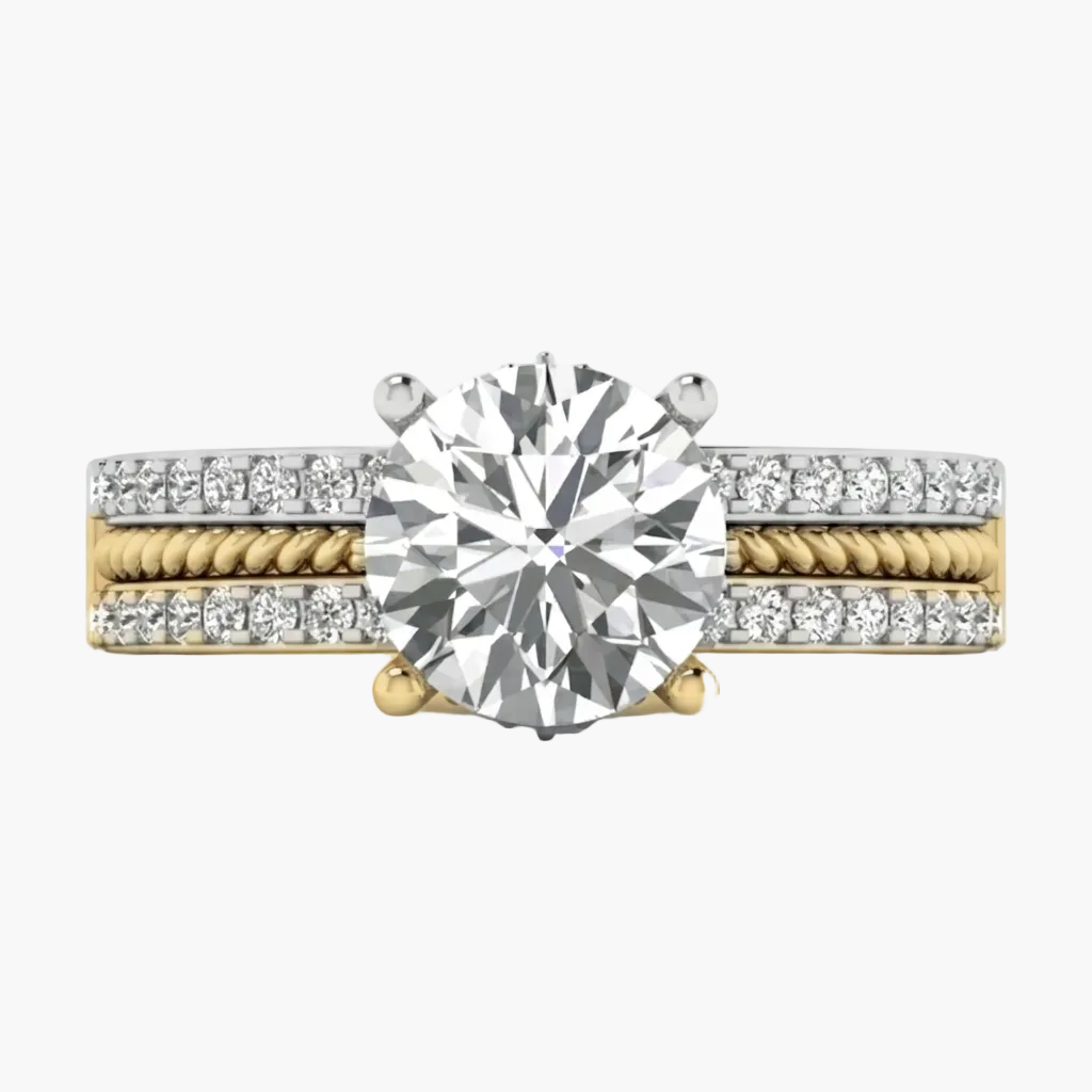 Multi-Row Pave and Twisted Diamond Engagement Ring