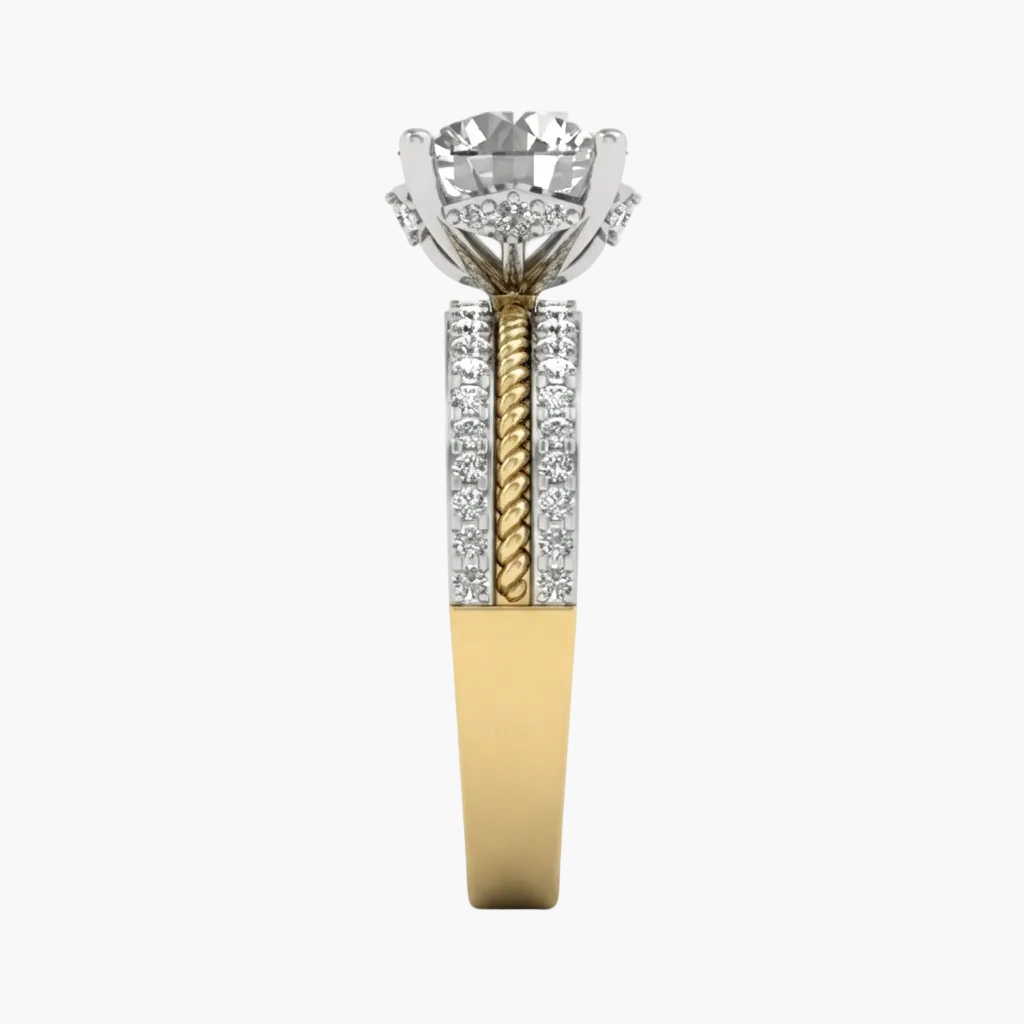 Multi-Row Pave and Twisted Diamond Engagement Ring