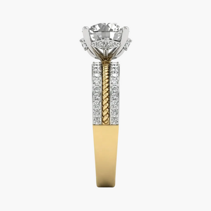 Multi-Row Pave and Twisted Diamond Engagement Ring