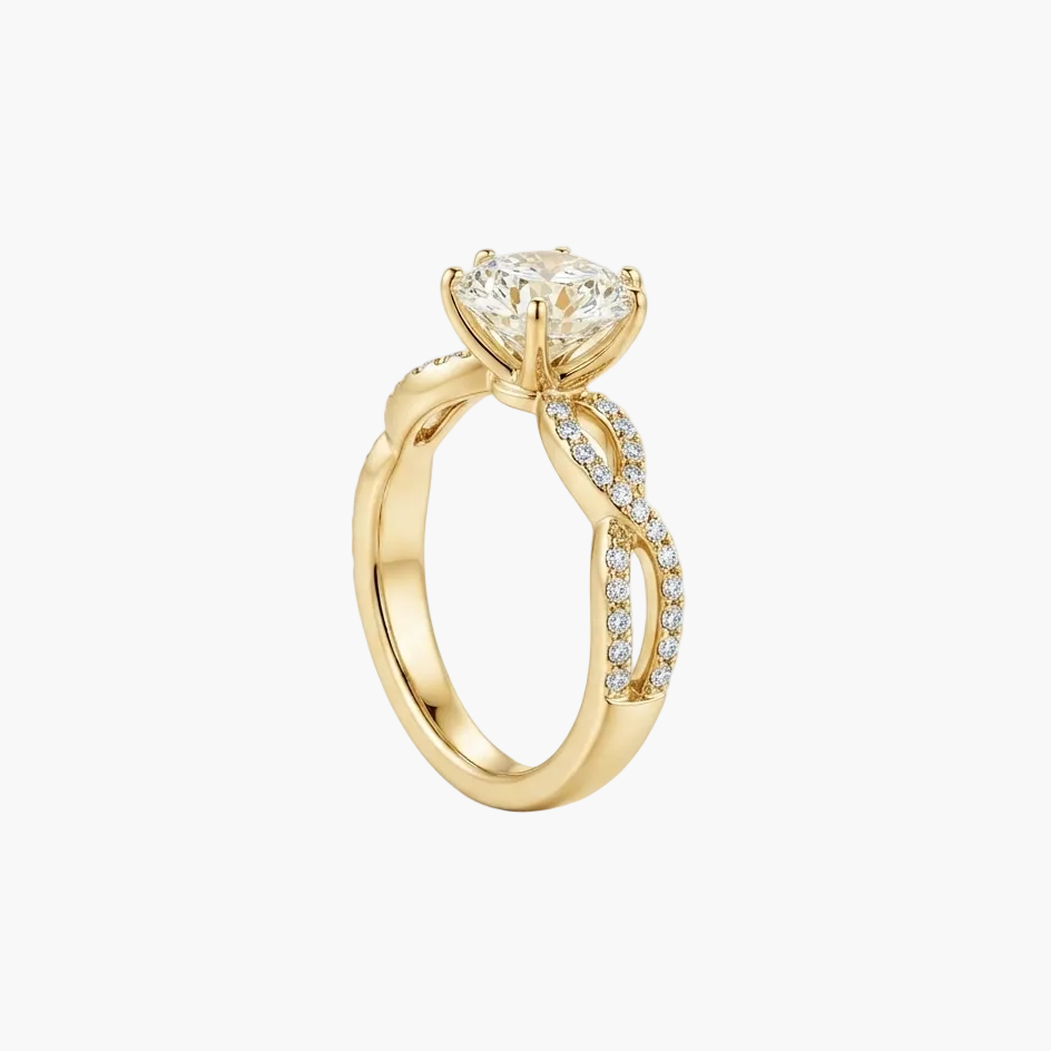 Crossover Shank Pave Accents Diamond Ring