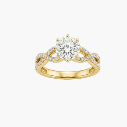Crossover Shank Pave Accents Diamond Ring