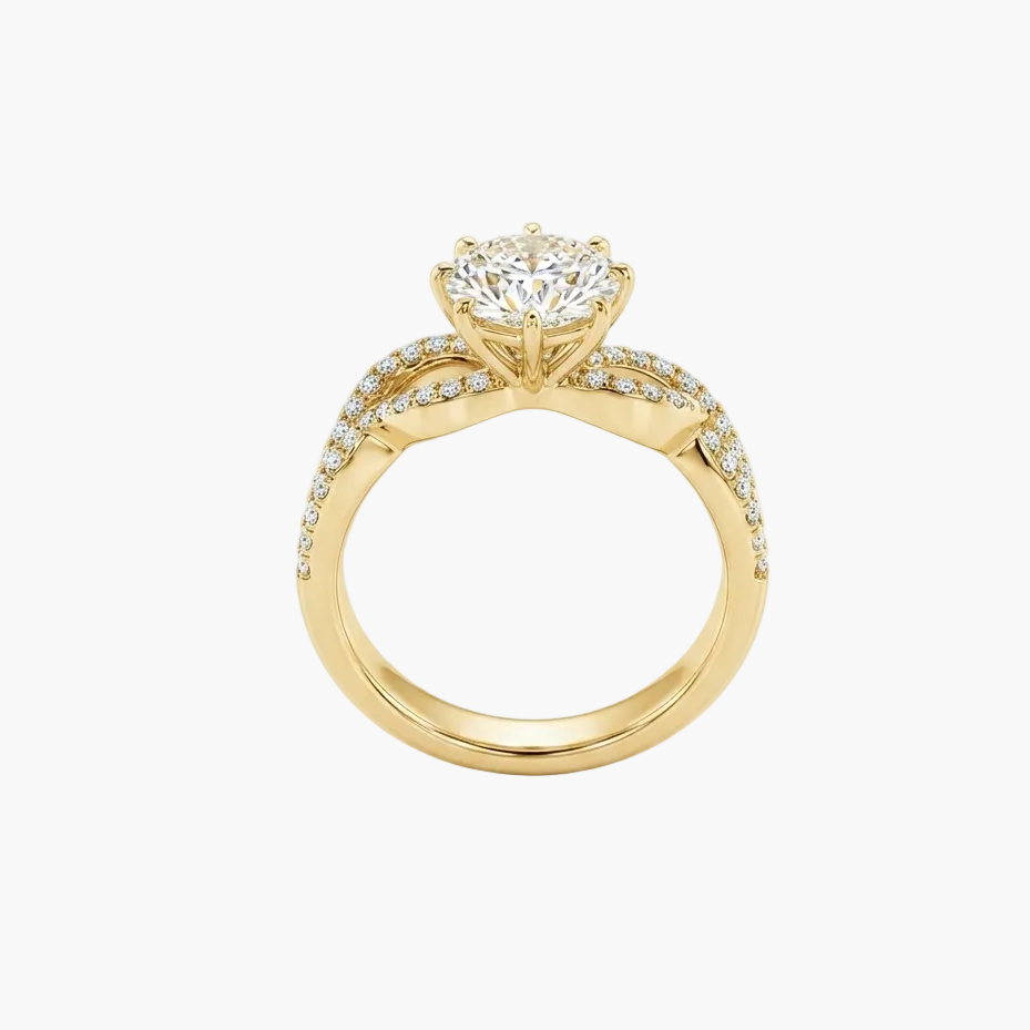 Crossover Shank Pave Accents Diamond Ring