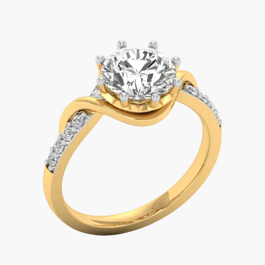 Contemporary Wavy Shank Round Diamond Ring