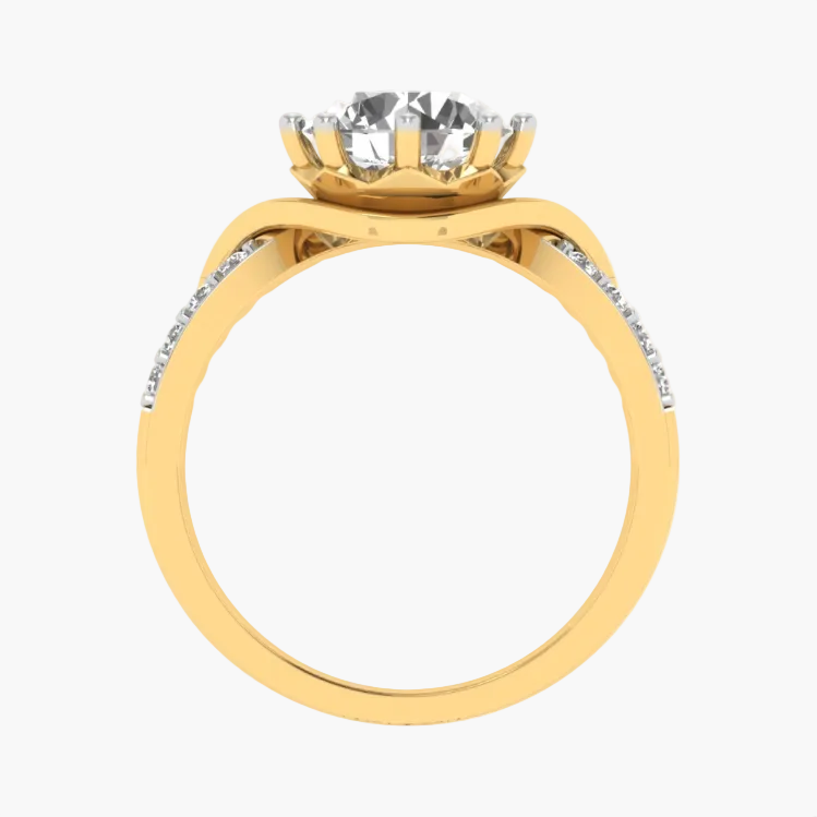 Contemporary Wavy Shank Round Diamond Ring