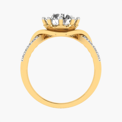 Contemporary Wavy Shank Round Diamond Ring