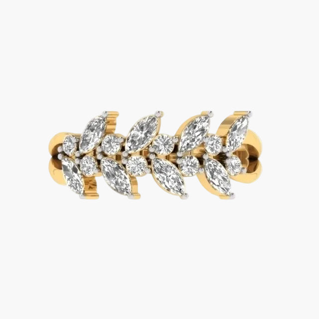 Gold and diamond earring on a white background