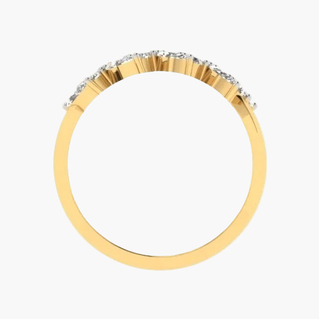 Gold ring with small diamonds on a white background