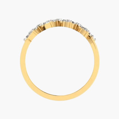 Gold ring with small diamonds on a white background