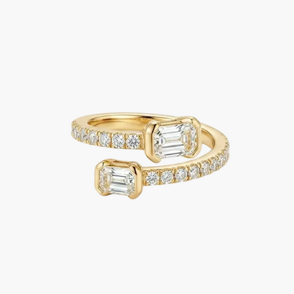 Emerald-Cut Toi et Moi Bypass Diamond Ring