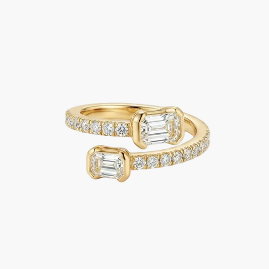 Emerald-Cut Toi et Moi Bypass Diamond Ring