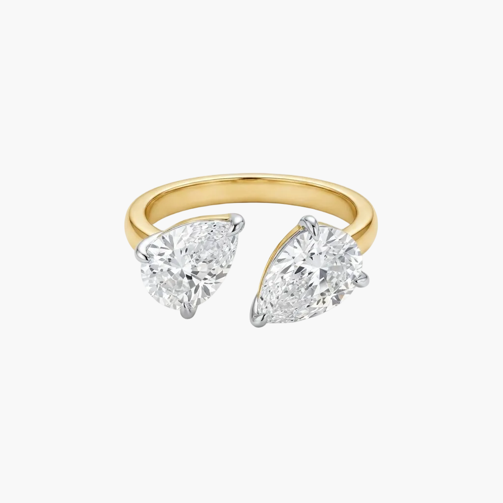 Dual Pear-Cut Toi et Moi Open Diamond Ring