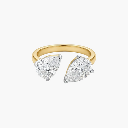 Dual Pear-Cut Toi et Moi Open Diamond Ring