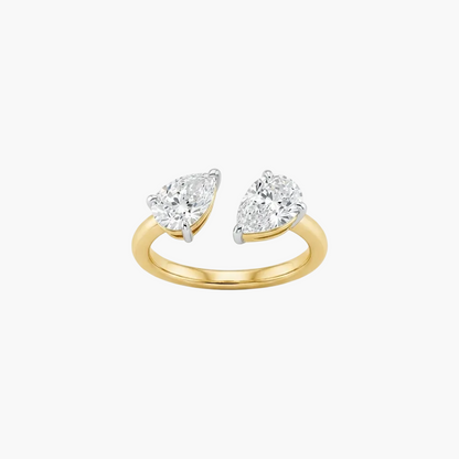 Dual Pear-Cut Toi et Moi Open Diamond Ring