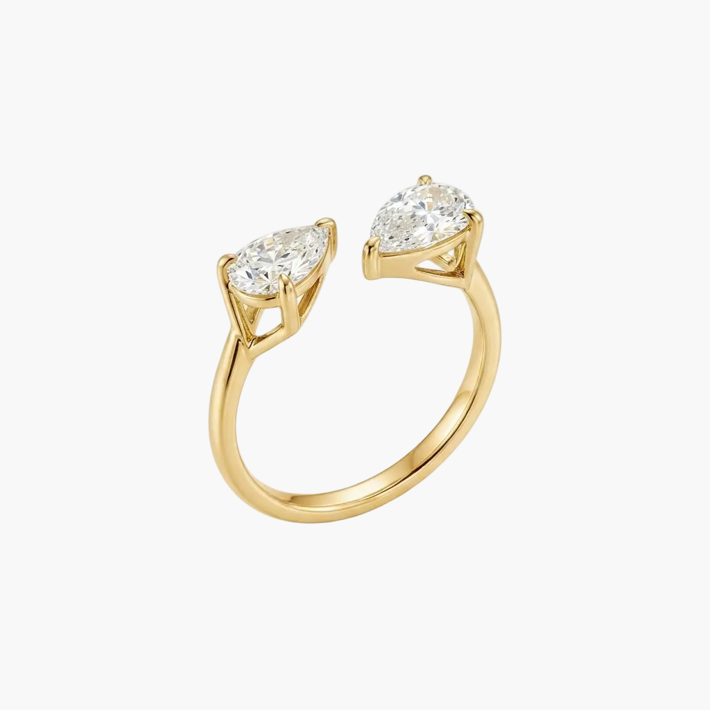 Dual Pear-Cut Toi et Moi Open Diamond Ring