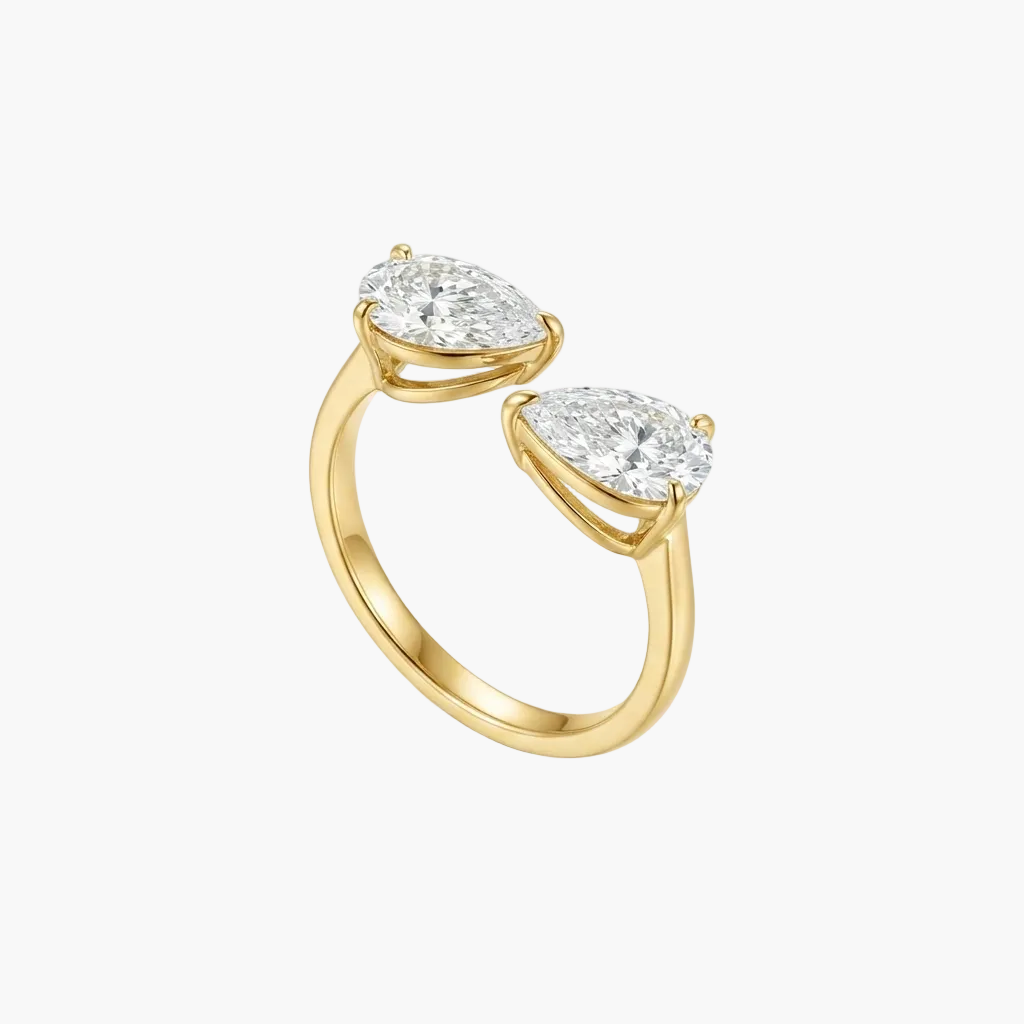 Dual Pear-Cut Toi et Moi Open Diamond Ring