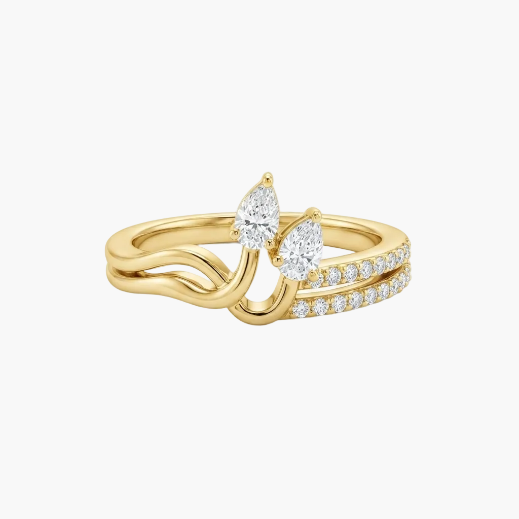 Double Pear-Cut Toi et Moi Diamond Ring