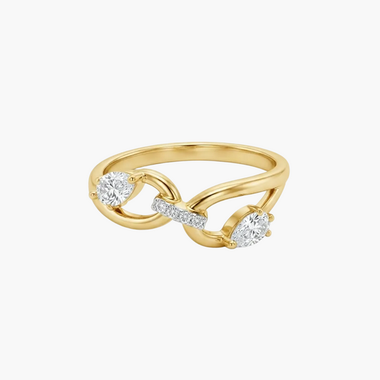 Elegance Intertwined Pear-Cut Diamond Statement Ring