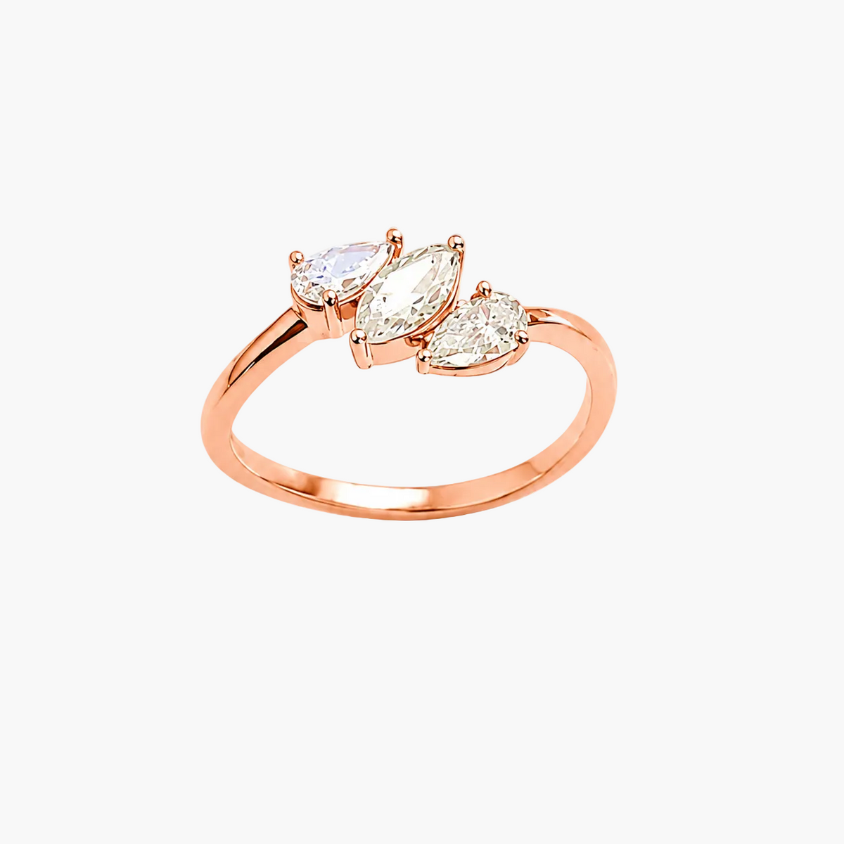 Three-Stone Mixed-Cut Bypass Diamond Ring