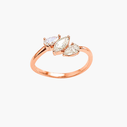 Three-Stone Mixed-Cut Bypass Diamond Ring