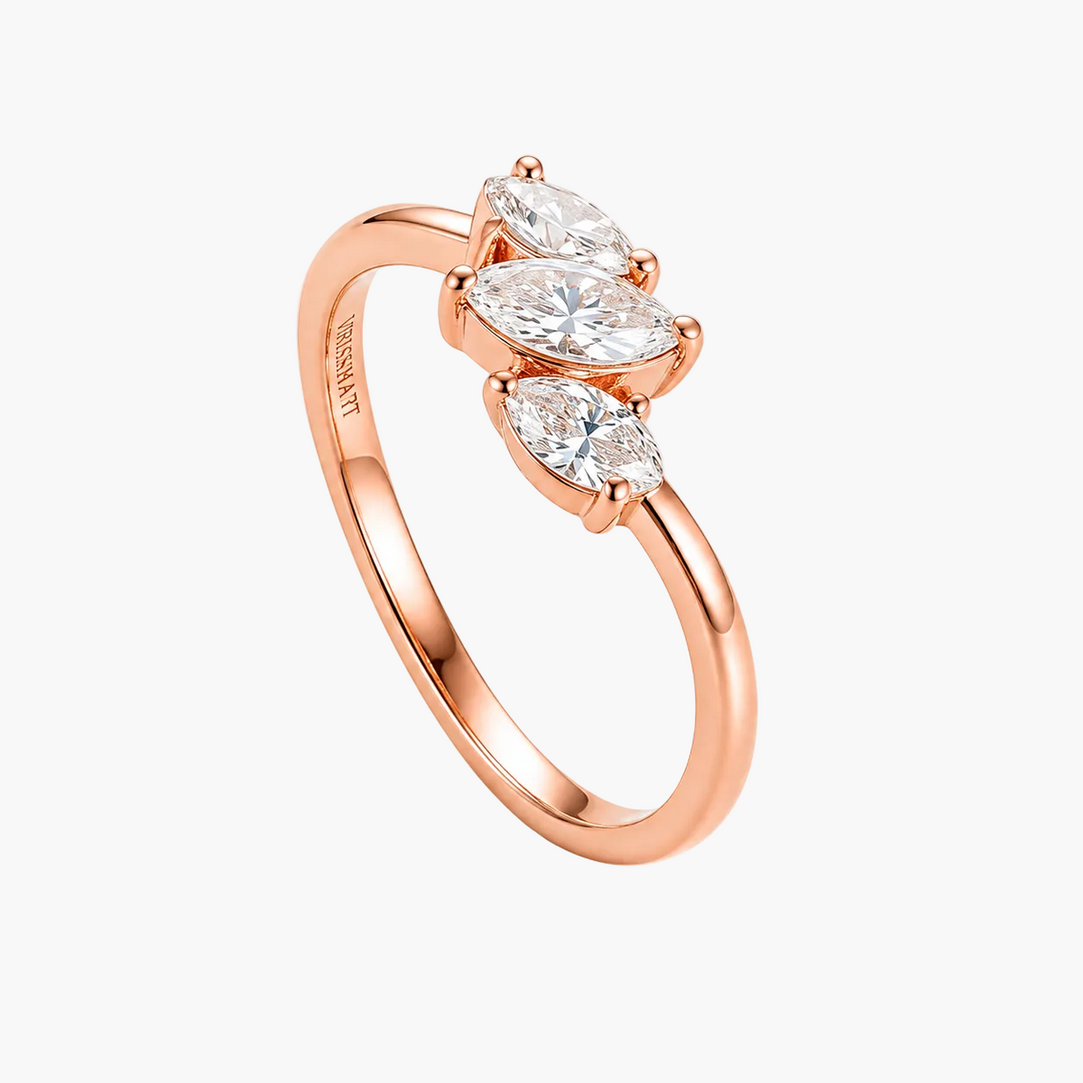 Three-Stone Mixed-Cut Bypass Diamond Ring
