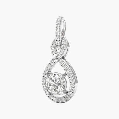 Silver pendant with a central gemstone on a white background