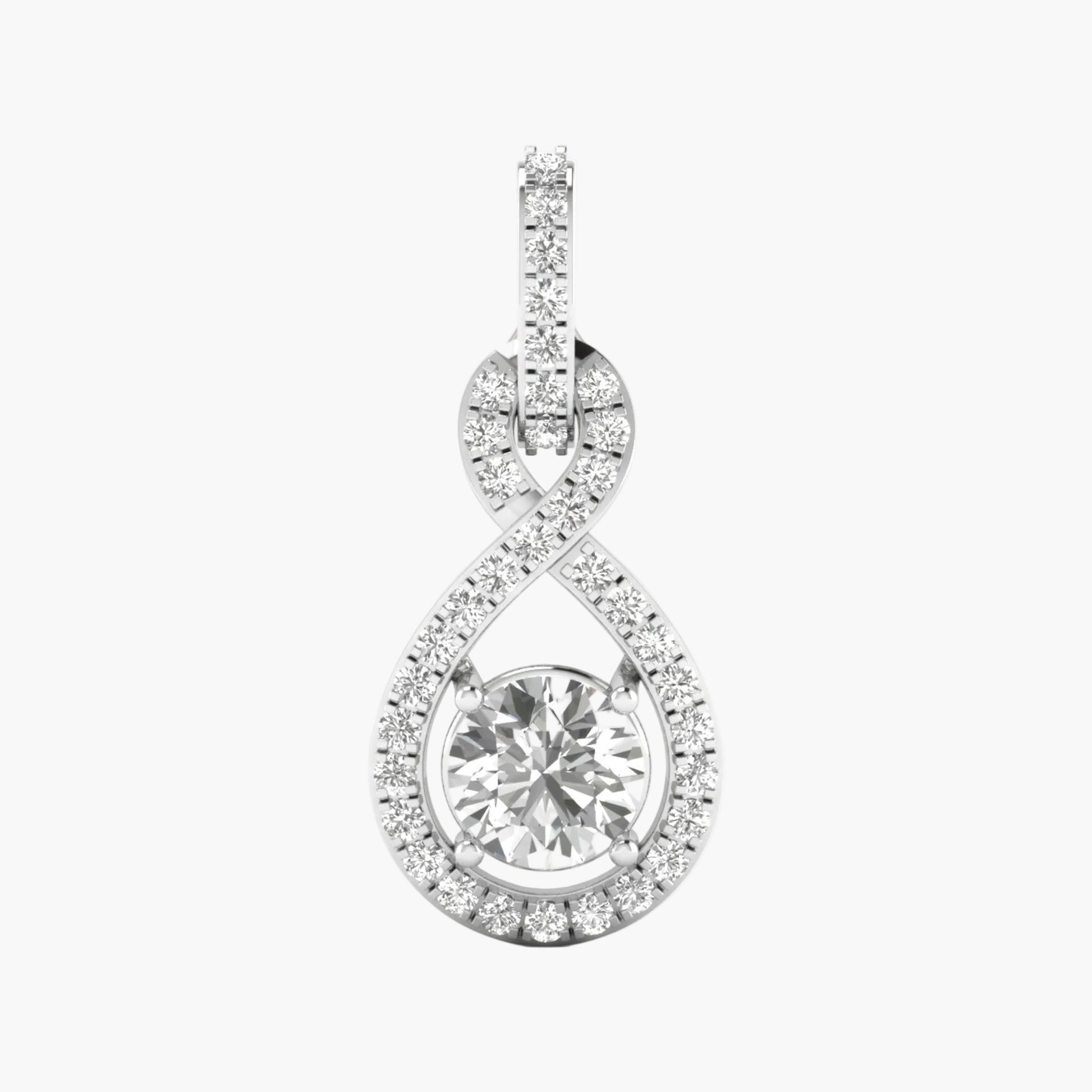 Diamond infinity pendant on a white background