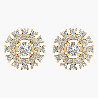 Gold and diamond earrings on a white background