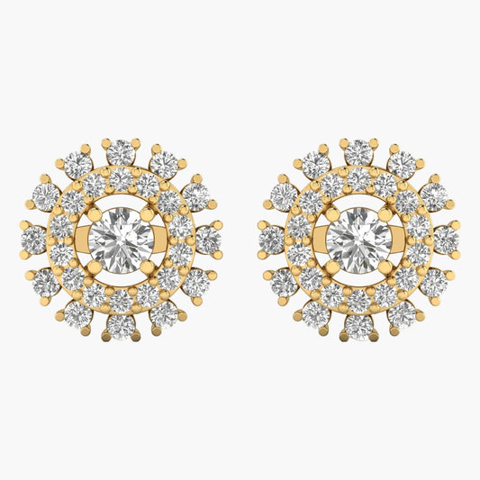 Gold and diamond earrings on a white background