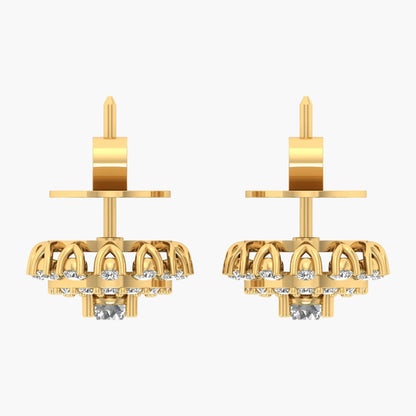 Gold earrings with gemstones on a white background, branded 'Green Lab'.