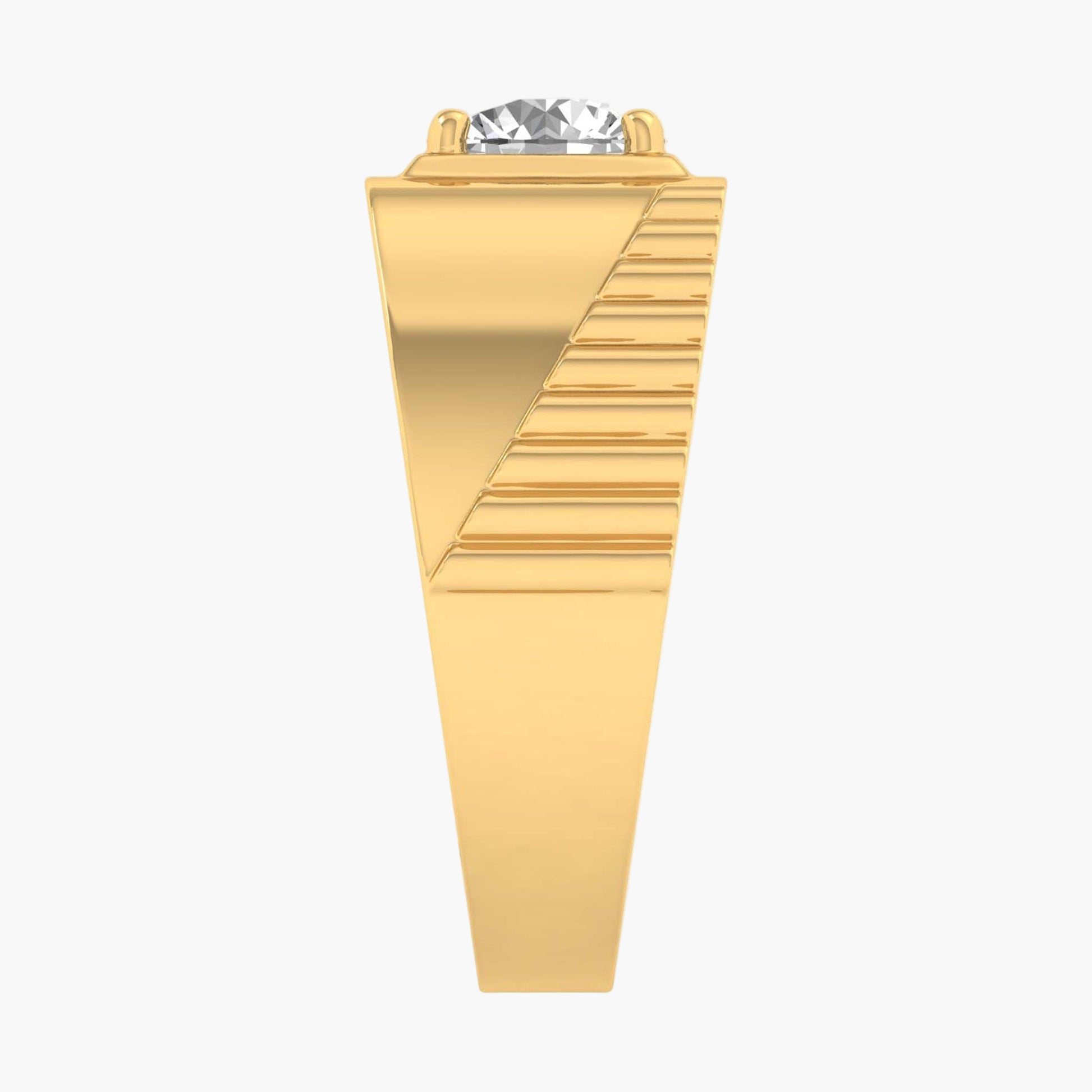 Gold ring with a diamond on a white background