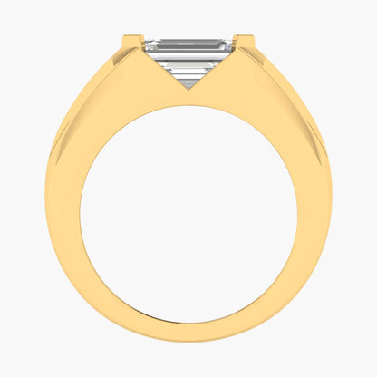 Gold ring with a diamond on a white background