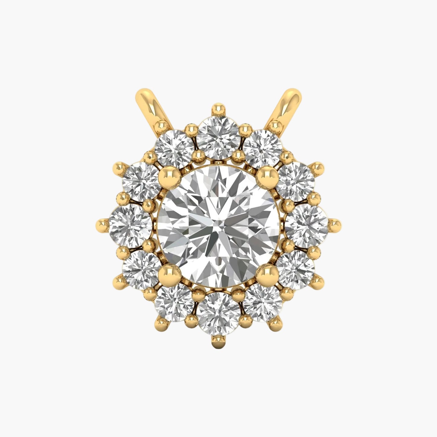 Gold and diamond pendant on a white background