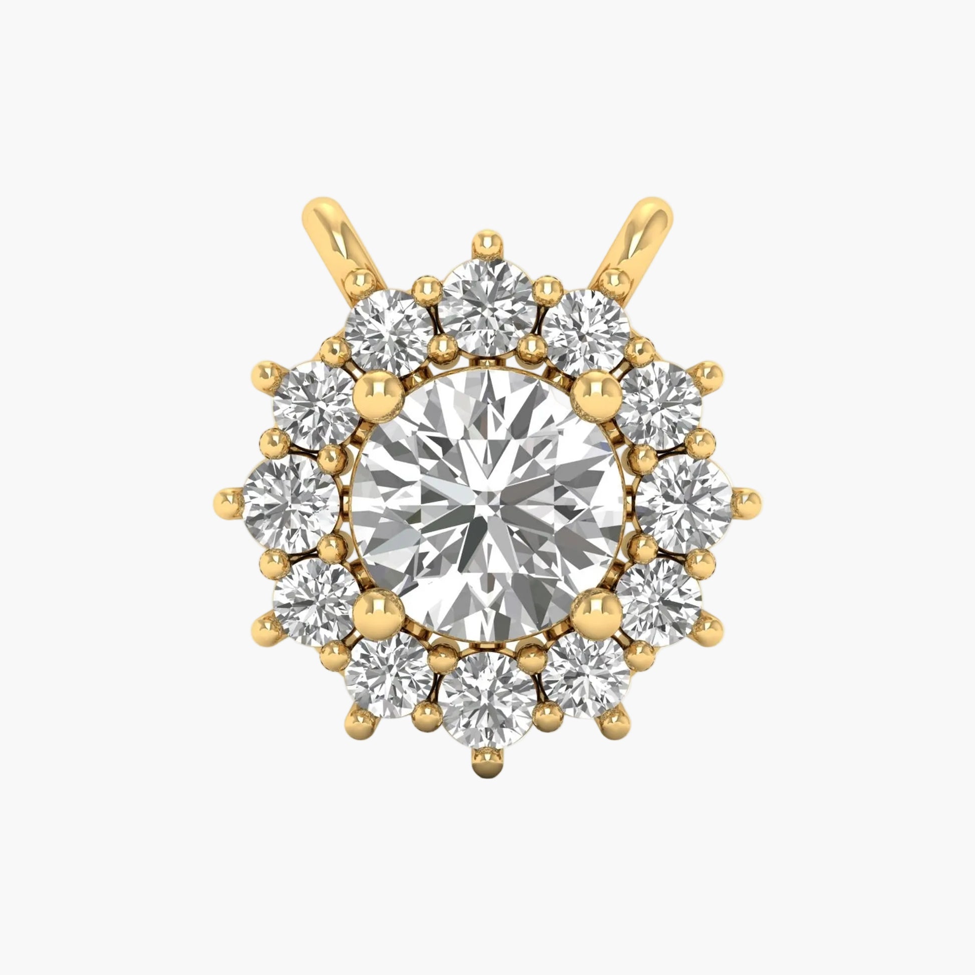 Gold and diamond pendant on a white background