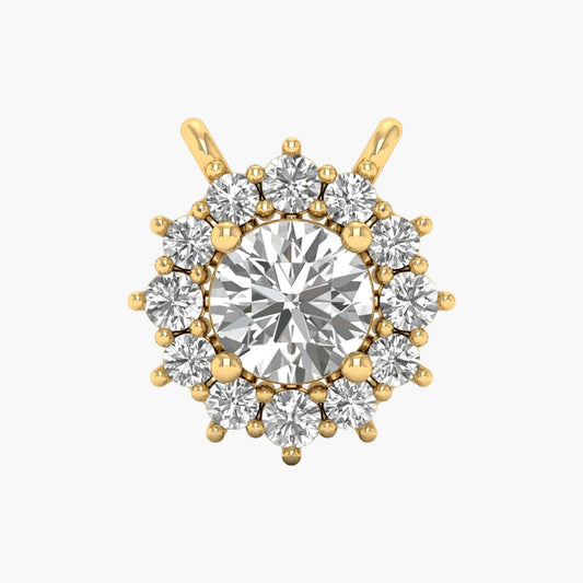 Gold and diamond pendant on a white background