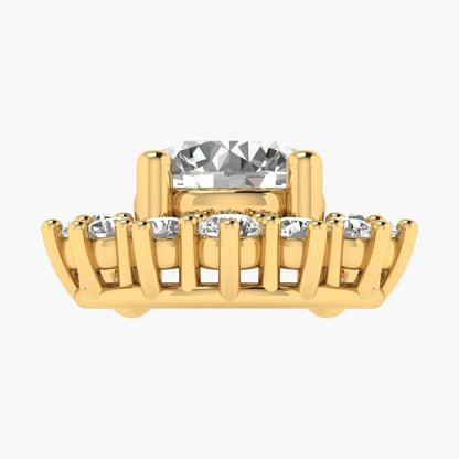 Gold dental implant with clear gemstones on a white background