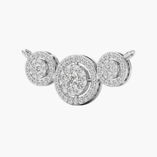 Pair of diamond earrings displayed on a white background