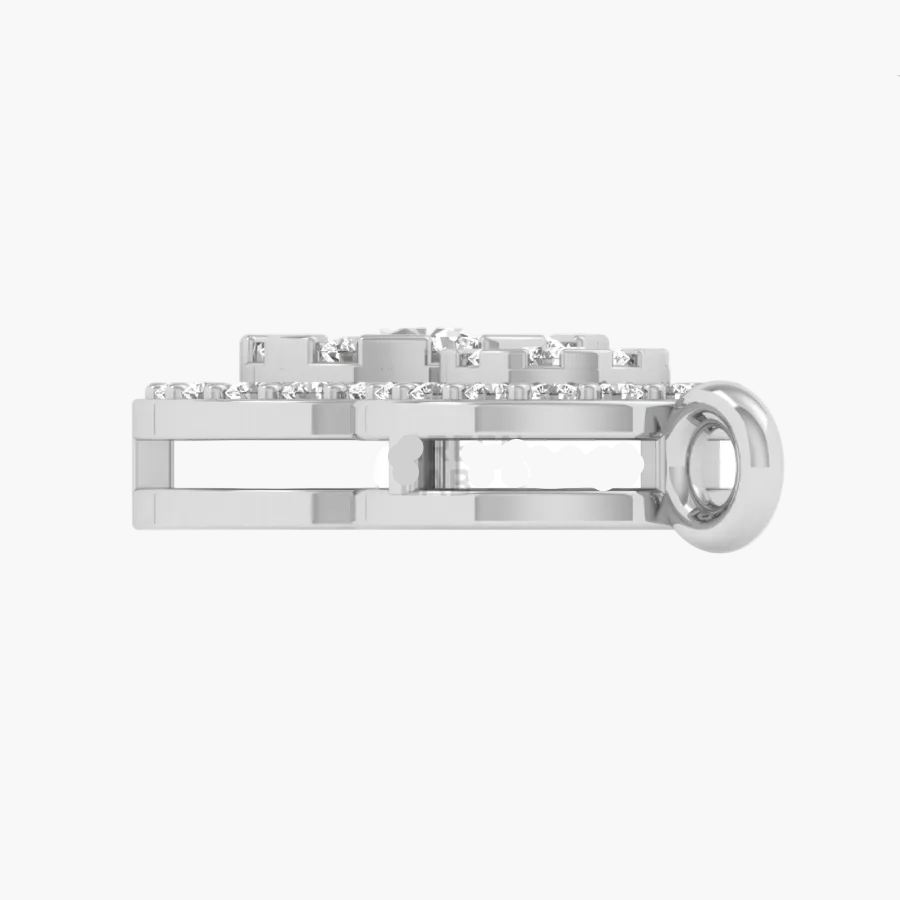 Silver ring with gemstones displayed on a white background