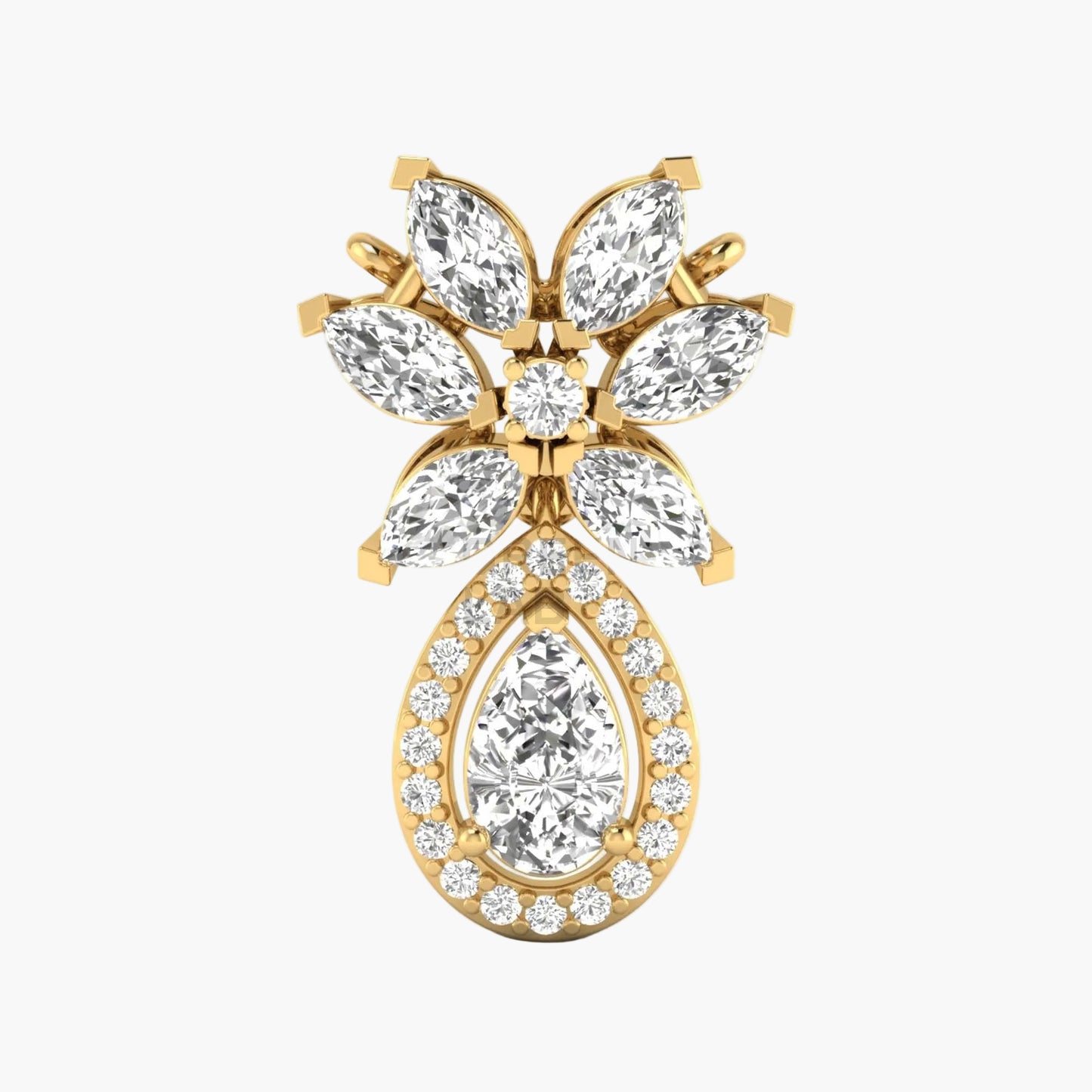 Gold and diamond pendant on a white background