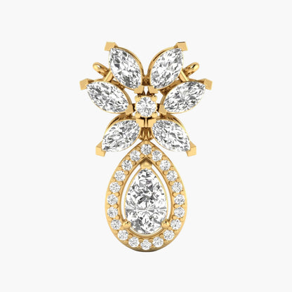 Gold and diamond pendant on a white background