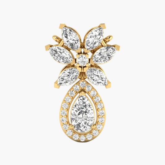 Gold and diamond pendant on a white background