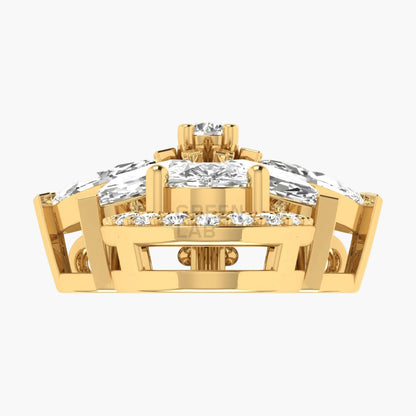 Gold pendant with multiple diamonds on a white background