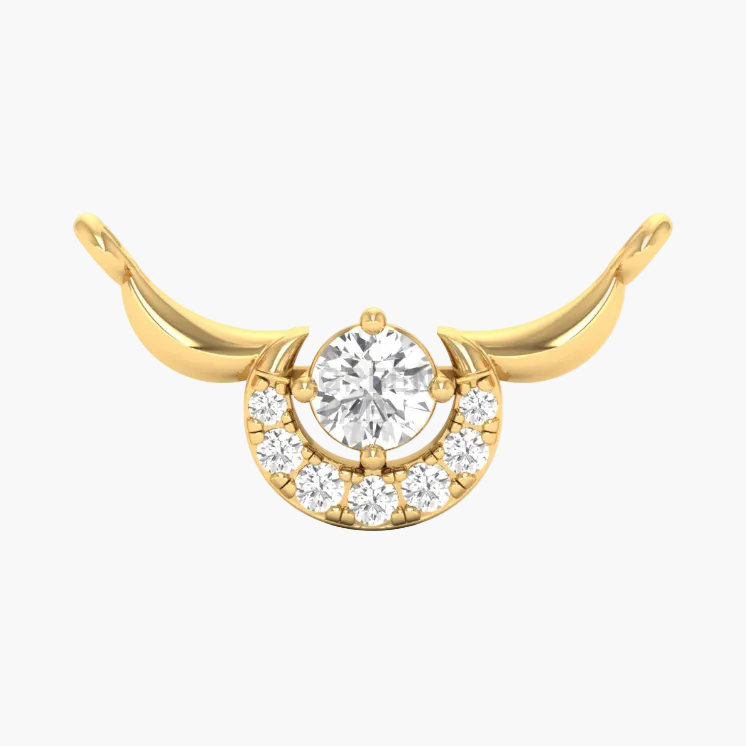 Crescent Moon Semi-Halo Diamond Mangalsutra