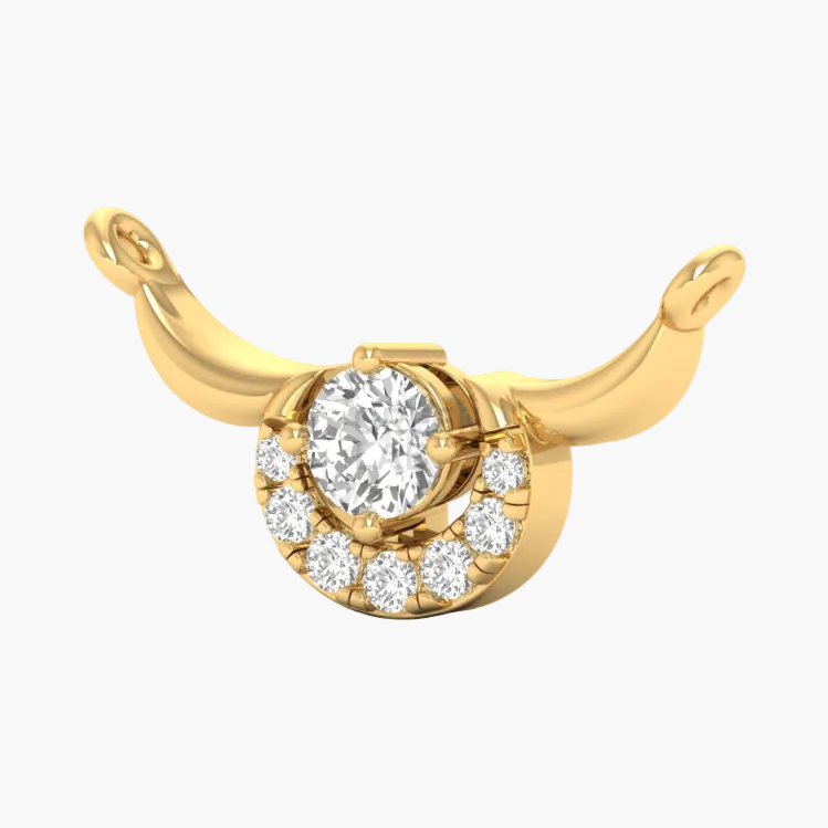 Crescent Moon Semi-Halo Diamond Mangalsutra