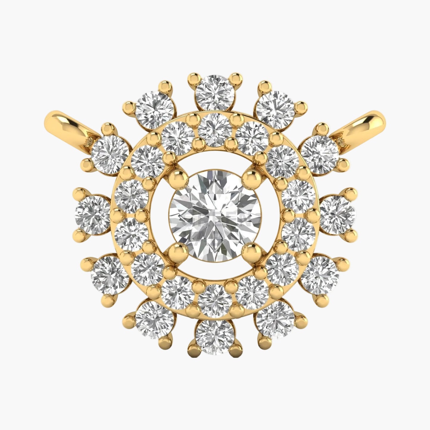 Gold and diamond pendant on a white background
