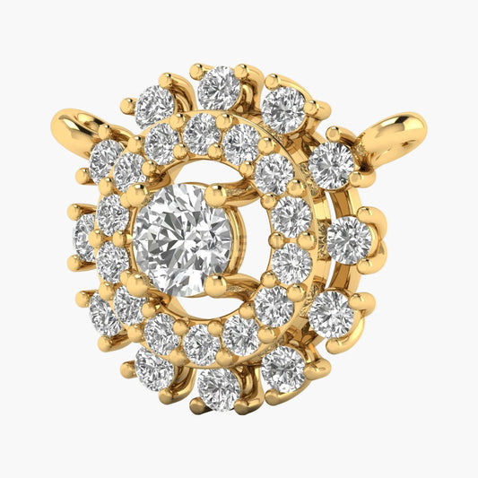 Gold and diamond earring on a white background