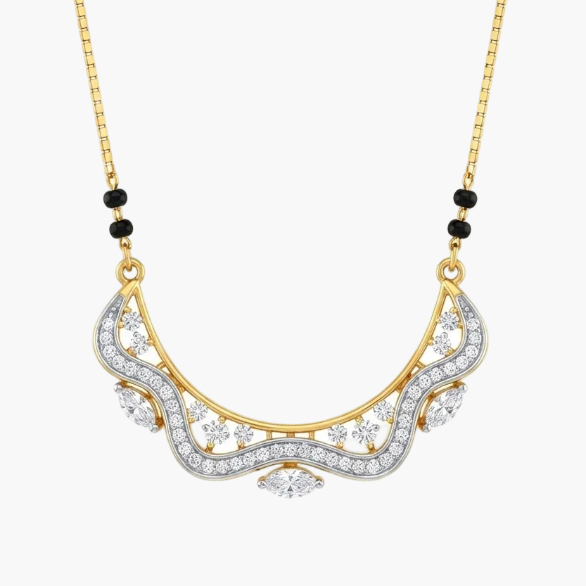 Fluid Wave Design Diamond Mangalsutra