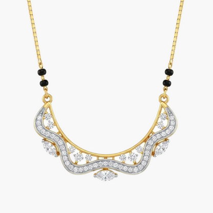 Fluid Wave Design Diamond Mangalsutra