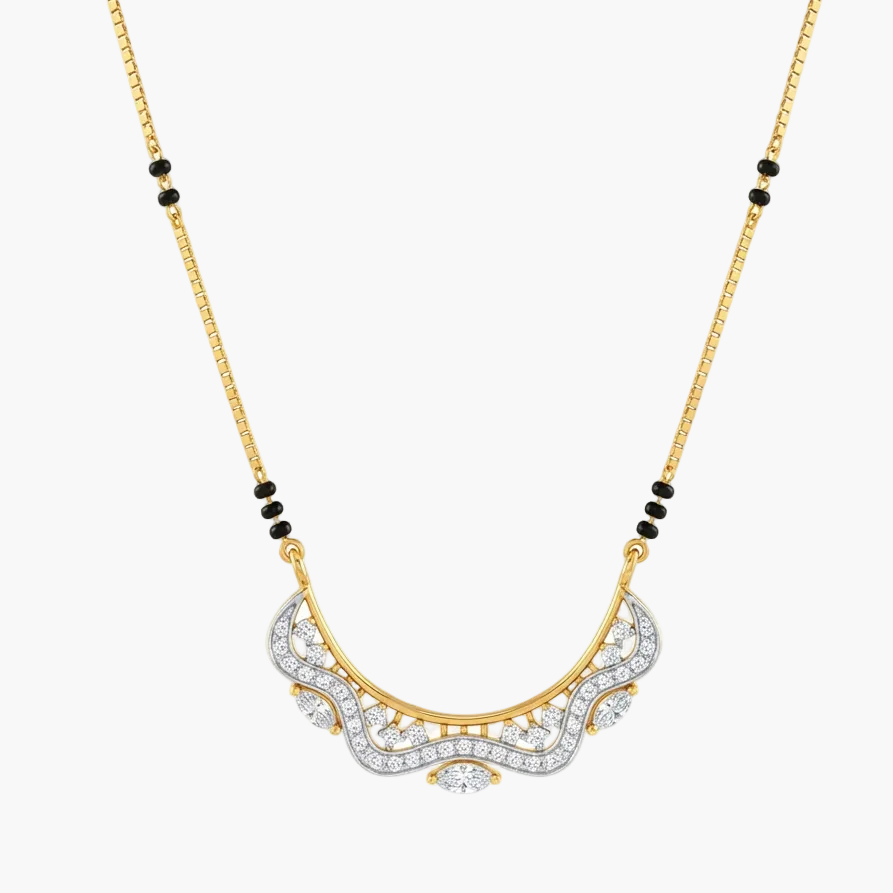 Fluid Wave Design Diamond Mangalsutra